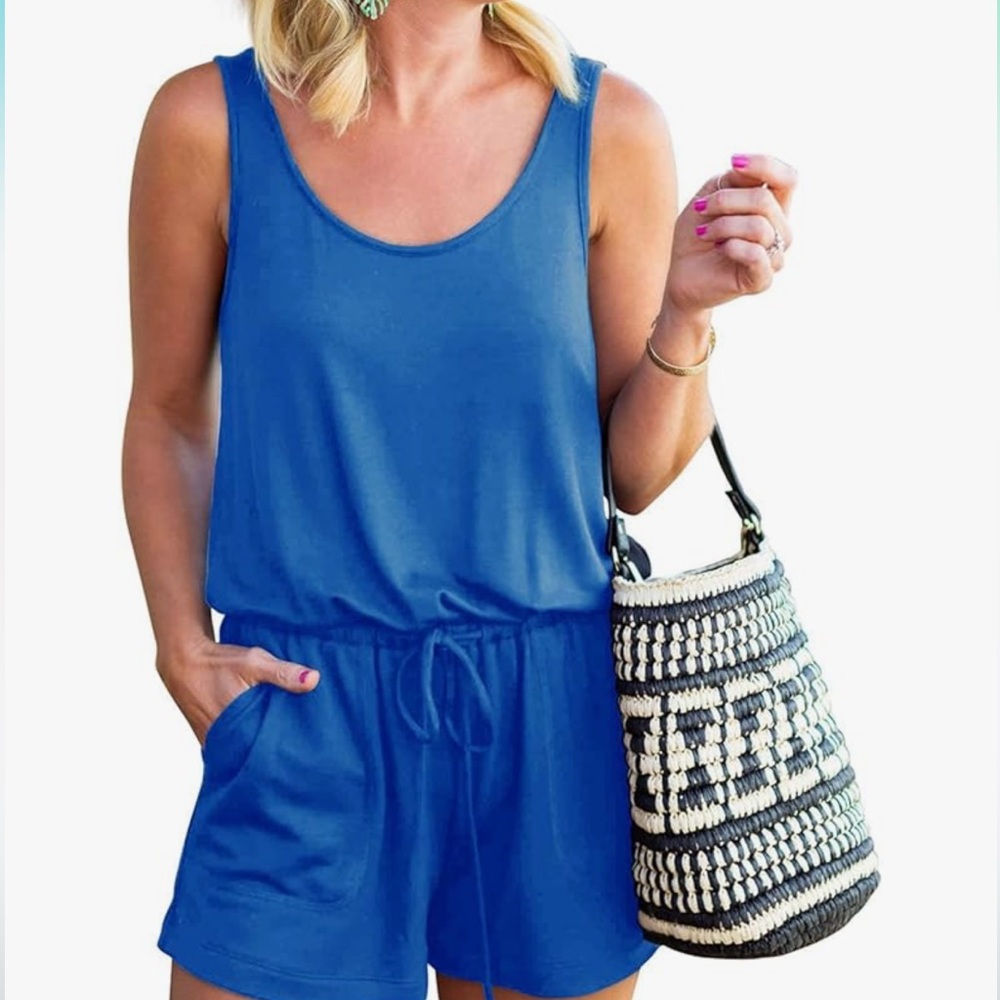 Blue Sleeveless Romper